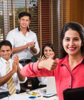 Asian Indian Business People or Corporate culture and Working in the office Concept with Laptop, papers, meetings, presentations and discussions